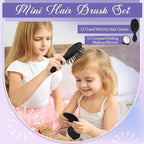 Meanplan 48 Pcs Mini Hair Brush Set 24 Travel Wet Dry Hair Combs Pocket Detangling 24 Compact Folding Makeup Mirrors for Spa Sleepover Birthday Bridal Shower Bachelorette Christmas Party Gift(Black)