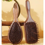Lindale Walnut Wooden Hair Brush for Hair Growth with Natural Walnut Bristles Detangler Paddle Hairbrush for Massaging Scalp for Women Men, Reduces Static for Curly Hair with Ergonomic Handle Square