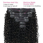 Kinky Curly Clip in Hair Extensions Real Human hair For Women Brazilian Virgin 3c 4a Curly Clip ins Human Hair Extensions (16inch,#1B)