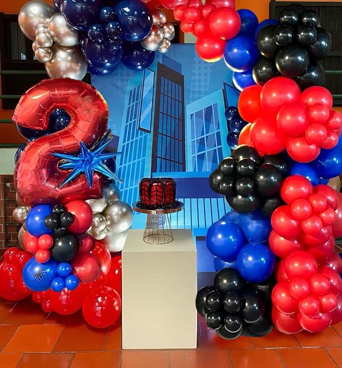 Black Red and Blue Balloons, 12Inch Spider Theme Balloon Metallic Silver Black - Image 5