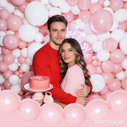 PartyWoo Baby Pink Linking Balloons 100pcs 12 Inch Pink Link Balloons | - Image 8