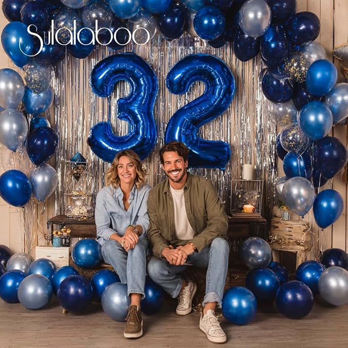 40 Inch Navy Blue Big Number 32 Balloon 0-9 Large Helium | Royal Blue 32nd - Image 5