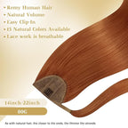 Ve Sunny Hair Extensions Ponytail Real Human Hair Wrap Around Clip in Ponytail Hair Extensions Straight Extensions Human Hair for Women Copper 16inch 80G