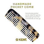 Kent 93T Tokyo White Beard Comb for Men - Wide Tooth Men's Comb, Ideal For Mustaches and Beards and Facial Hair, Small Pocket Sized Travel Detangler Combs, Saw-Cut, Hand Polished, Made in England
