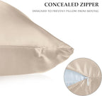 2 Pack Satin Pillowcase with Hidden Zipper, Adjustable Satin Eye Mask for Sleeping and Satin Volume Scrunchie for Hair and Skin, Standard Size(Champagne,Classic Style)