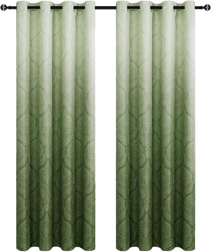 DWCN Avocado Green Ombre Room Darkening Blackout Curtains - Image 8