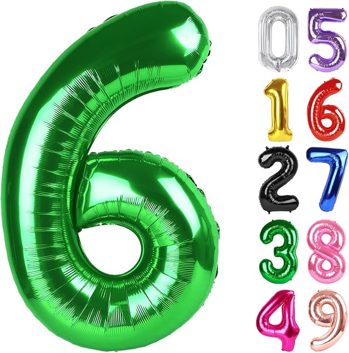 Green Number 6 Balloon 40 Inch, 6th Birthday Party Decorations Men Women | Foil by IWERP