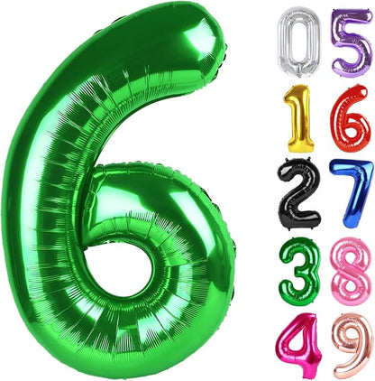 Green Number 6 Balloon 40 Inch, 6th Birthday Party Decorations Men Women | Foil by IWERP