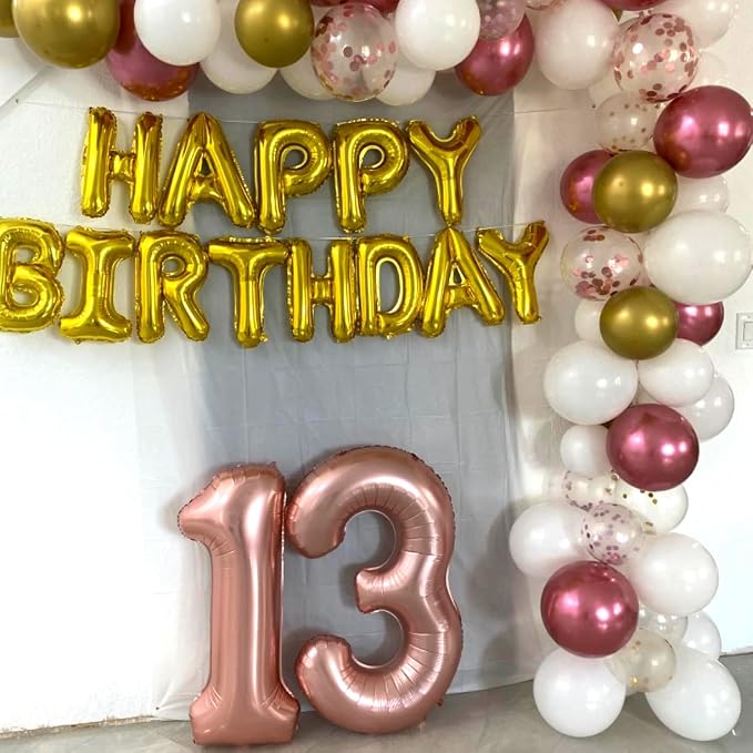 Rose Gold Number 3 Balloon for Girls, 40 Inch Large Number 0-9 Foil Mylar - Image 5