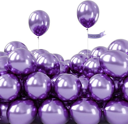 PartyWoo Purple Balloons 50pcs Metallic Purple Chrome Color 5 Inch | Balloons by PartyWoo