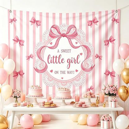 AIBIIN A Sweet Little Girl is on The Way Photography Background Pink Bow Girls - Image 8