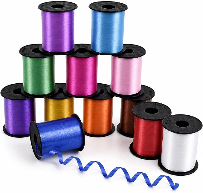 TONIFUL 12 Assorted Multicolor Curling Ribbon Balloon String Gift Wrapping | by TONIFUL