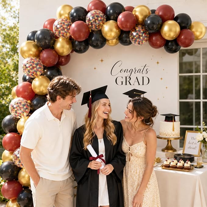 Burgundy Gold Balloons, Metallic Gold, Bachelorette Anniversary Bridal Shower - Image 3