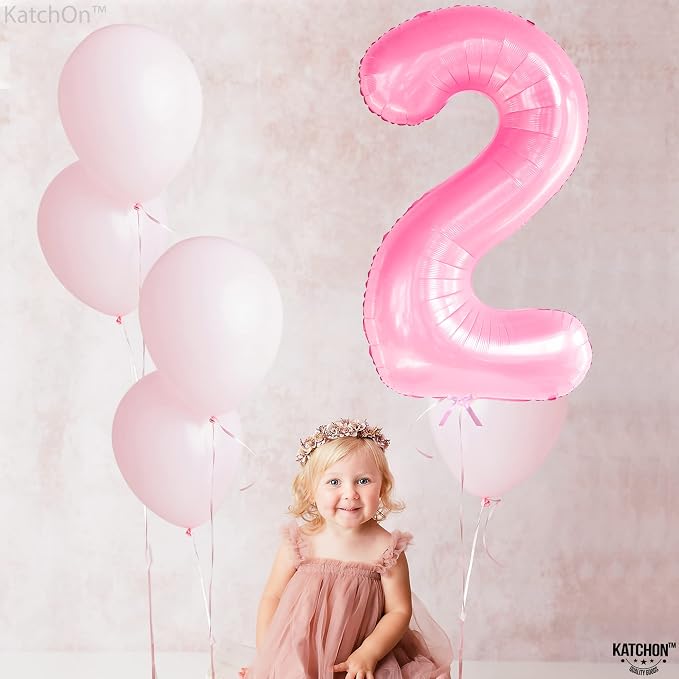 KatchOn Pink Number 2 Balloon 40 Inch 2nd Birthday Decorations - Image 7
