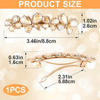 Joez Wonderful Rhinestone Hair Clips, Bridal Hair Accessories for Women, Sparkly Crystal Hair Pins, Fancy Hair Barrettes for Wedding, Bride, Long Hair (Champagne Butterfly, 1 Pcs)