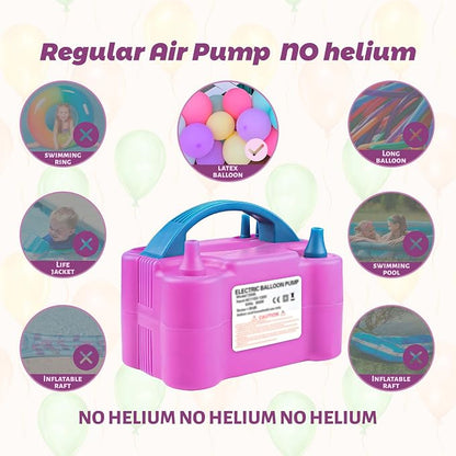 Balloon Pump 600W 110V Rose Red Portable Dual Nozzle Inflato Including 2 - Image 3