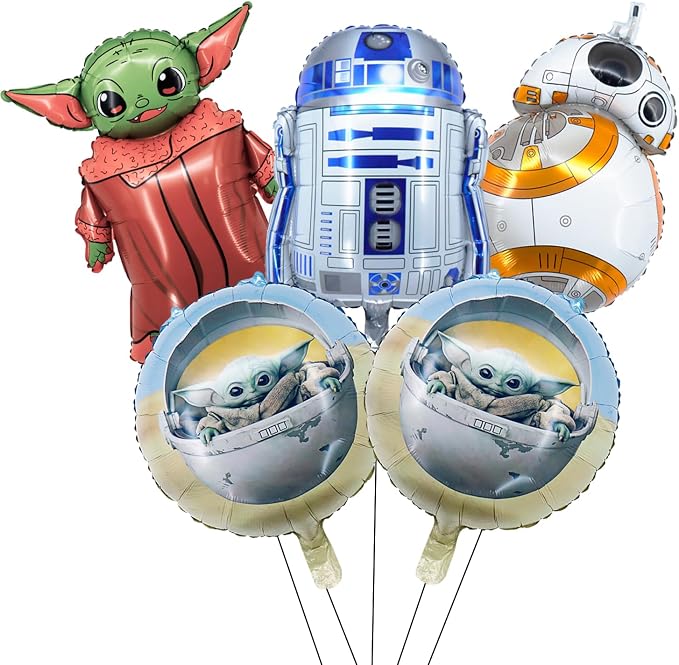 5pcs Baby Yeda Foil Balloons Theme Birthday Party Supplies 8pc Balloon Bouquet by Omto