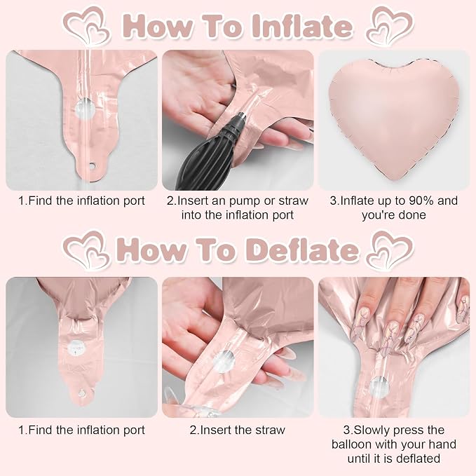 Baby Pink Heart Balloons, 18Inch Pastel Pink Helium Polyester Film Balloon - Image 7