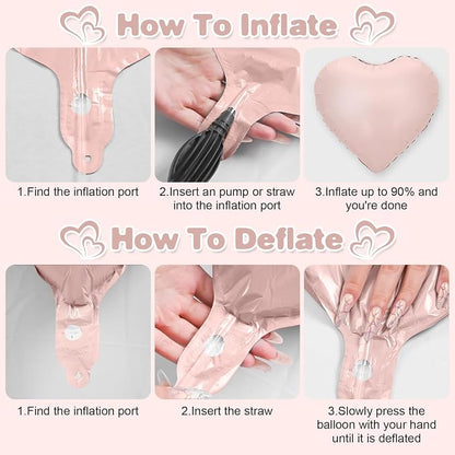Baby Pink Heart Balloons, 18Inch Pastel Pink Helium Polyester Film Balloon - Image 7