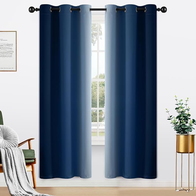 Yakamok Ombre Curtains Blue and Greyish White by Yakamok