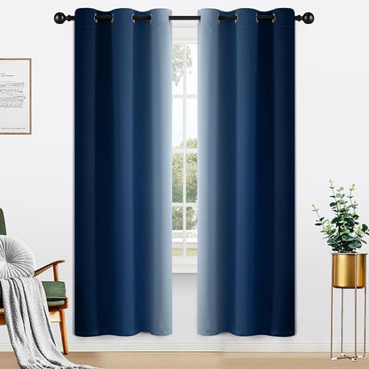 Yakamok Ombre Curtains Blue and Greyish White by Yakamok