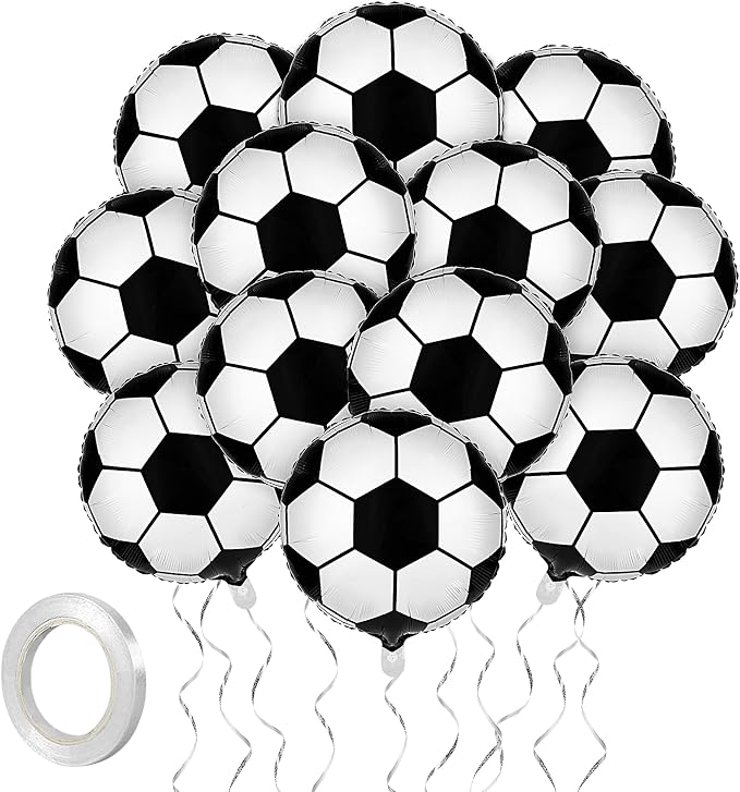Fovths 12 Pieces Inflatable Soccer Balloons 18 Inches Soccers Foil Balloons by Fovths