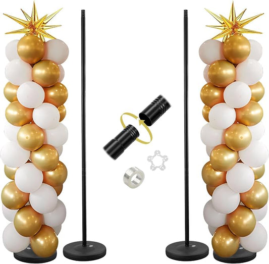 Balloon Stand - Set of 2, 56 Inch Height Adjustable Splicing Metal Pole Balloon by DAKEPOLE