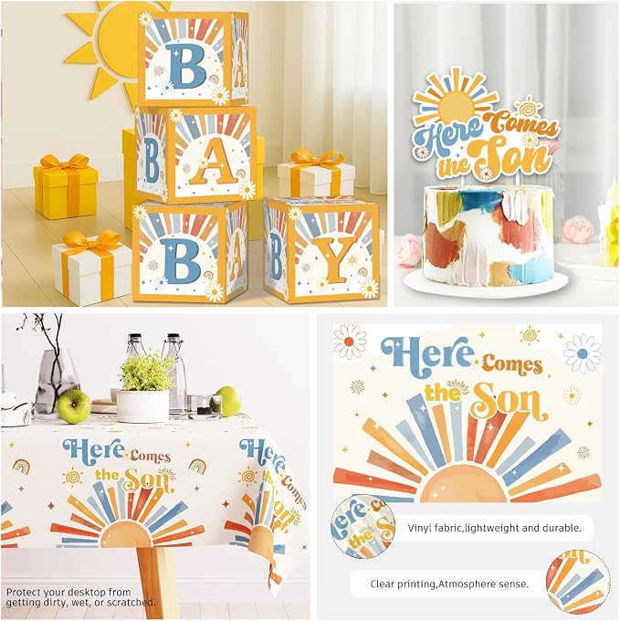 233 Pcs Here Comes The Son Baby Shower Decor - Image 6