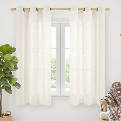 YoungsTex Ivory Linen Curtains 63 Inch Length by YoungsTex
