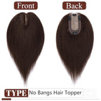 SEGO Real Human Hair Topper for Women, No Bangs Hair Topper with Anti-Slip Clips (14 Inches Dark Brown)