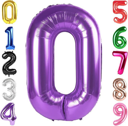 40 Inch Purple Number 0 Balloon Birthday Party Decorations by Hadoife