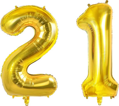 Number 21 Balloons for 21st Birthday Party Decorations, 0-100 Large No.21 for by Joycard