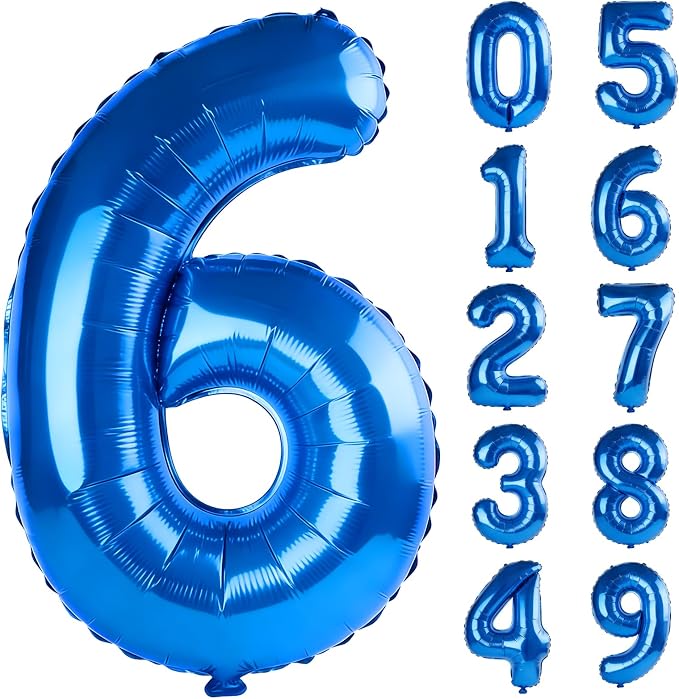 40 Inch Number 6 Balloons for 6th Birthday Party Decorations, 0-100 Dark Blue by FOBELEC