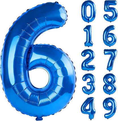 40 Inch Number 6 Balloons for 6th Birthday Party Decorations, 0-100 Dark Blue by FOBELEC