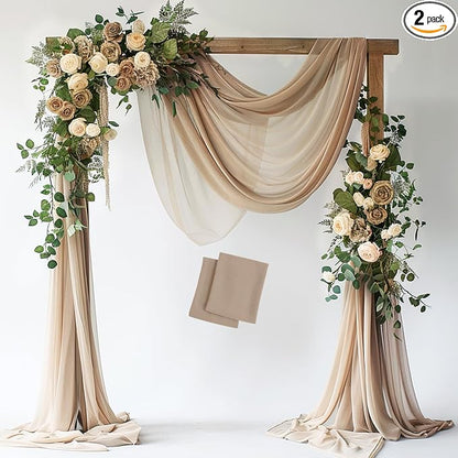 Nude Wedding Arch Draping Fabric Backdrop Drapes Sheer 2 Panels | 28.7"x20FT by Wokceer