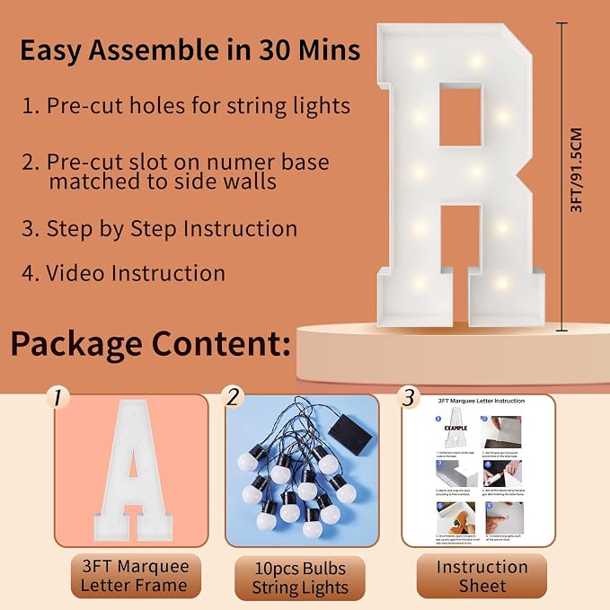 3FT Marquee Light Up Letters, Large Marquee Letters, Big Letter - Image 5