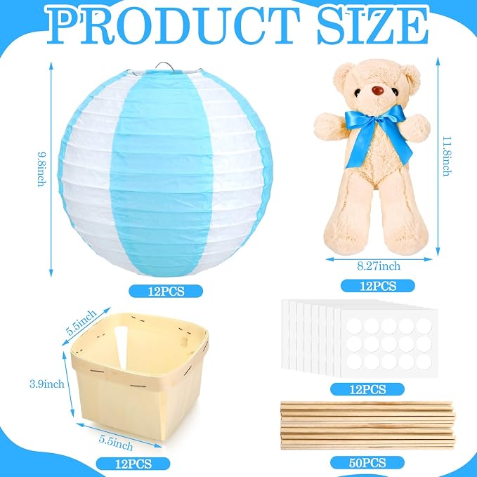 12 Sets Baby Shower Hot Air Balloon Table Centerpieces DIY Paper Lanterns - Image 7