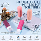 Travel Bottles for Toiletries, 3oz TSA Approved Travel Size Toiletries, Silicone Leak-Proof Refillable Containers, Squeezable Liquid Essentials Bottles W/Clear Bag (RED)