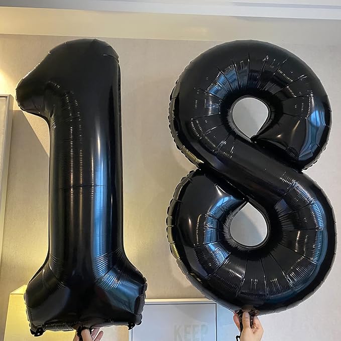 Black 18 Number Balloons Giant Jumbo Number 18 Foil Mylar Balloon - Image 5