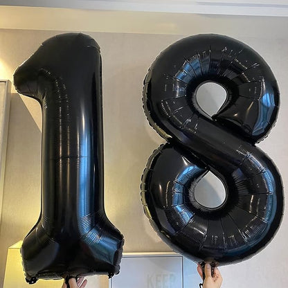 Black 18 Number Balloons Giant Jumbo Number 18 Foil Mylar Balloon - Image 5