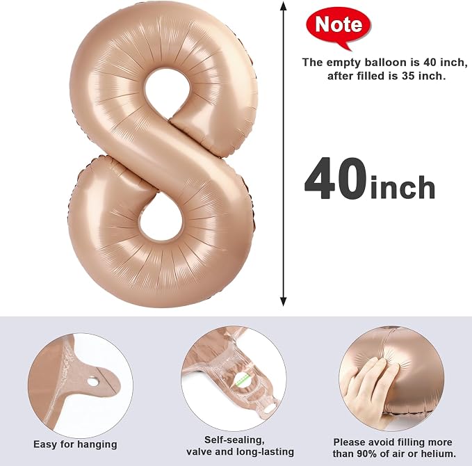 8 Balloon Number 40 Inch Light Brown Balloons - Image 5