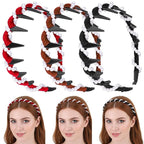 3 Pcs Vintage High Cranium Pearl Hairband Elegant Beaded Pearl Headbands with Teeth Comb Hair Hoop Band Headwear Fashion Braided Head Band Non Slip Hair Comb Hairs Accessories Gift for Women Girls