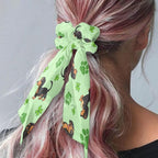 St Patricks Leaf Dachshund Hair Scarf Scrunchies for Women 2 Piece Music Note Ribbon Scrunchies for Ponytail Chic Knotted Bow No Damage Accessory