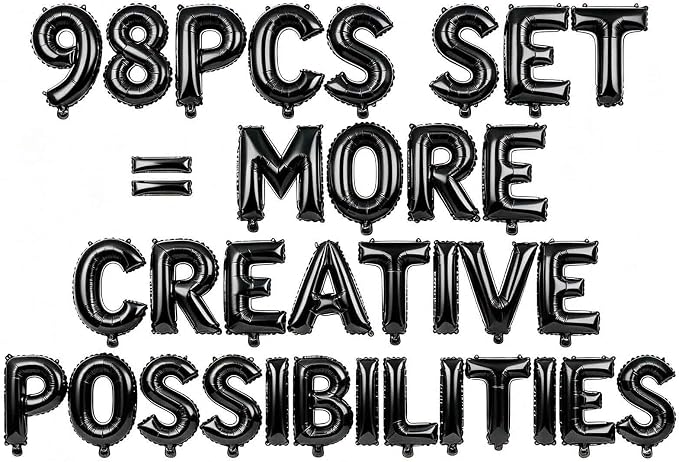 98 Pcs Black Letter Balloons, Custom 3 Set A-Z Set by GOGAKIE