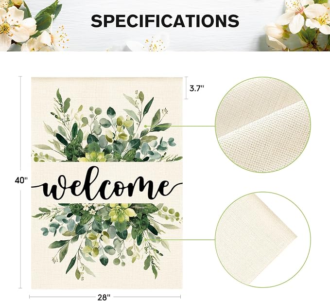 AVOIN colorlife Spring Summer Floral Welcome House Flag Outside 28x40 Inch | - Image 5