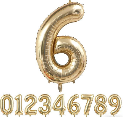 Light Gold Number 6 Foil Balloon 40IN Champagne Gold 6 Mylar Helium Balloon | by ANGEL+Q+HOUSE