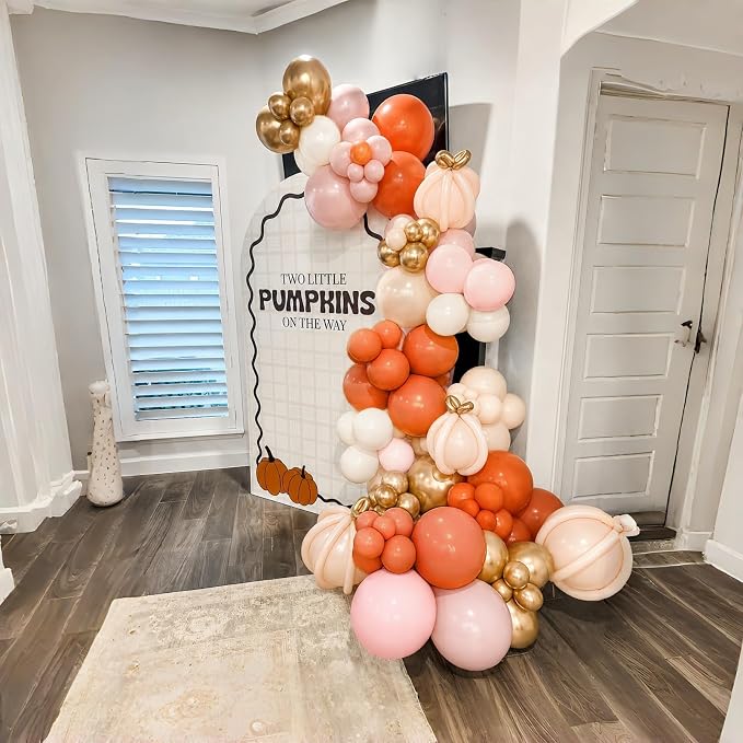 Fall Balloons, Burnt Orange Pink Gold White Balloons - Image 3