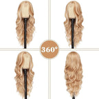 NAYOO Long Mixed Blonde Wavy Wig for Women 26 Inch Middle Part Curly Wavy Wig Natural Looking Synthetic Heat Resistant Fiber for Daily Party (Mixed Blonde)