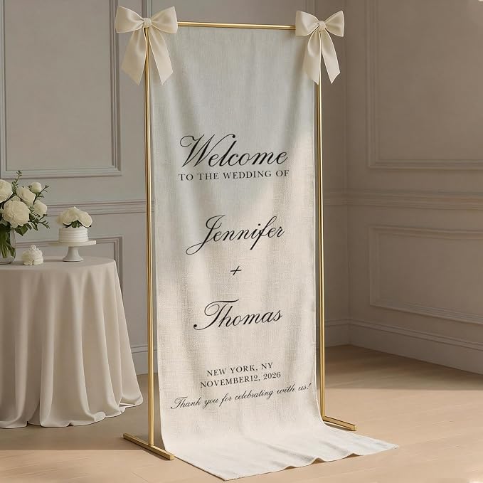 Personalized Wedding Welcome Sign Banner – Custom Couple Names & Date, Elegant - Image 3