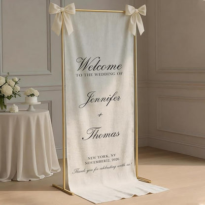 Personalized Wedding Welcome Sign Banner – Custom Couple Names & Date, Elegant - Image 3